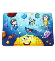 Ahşap Uzay Puzzle - Bebekleri İçin Puzzle - Ahşap Yapboz Oyuncak - Oyuncak Yap-boz - 24 Parça Puzzle