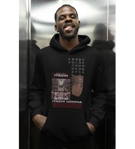 Tasarım Itachi Uchiha Baskılı Unisex Oversize Naruto Anime Karakter Hoodie