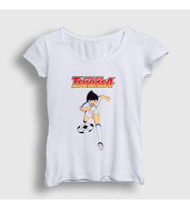 Presmono Kadın Beyaz Dribbler Futbol Anime Kaptan Captain Tsubasa T-Shirt 320429tt