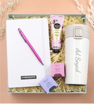Kişiye Özel 350 Ml Kilitli Termos & Defter & Touch Pen & Eyüp Sabri Tuncer El ve Vücut Kremi & Teashop 2'li Bitki Çayı Hediye Seti (Beyaz)
