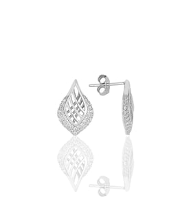 Söğütlü Silver Gümüş rodyumlu zirkon taşlı desenli  küpe.