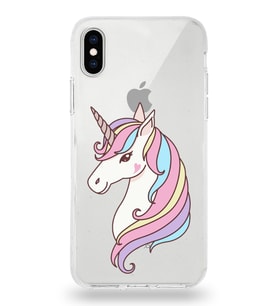 Apple iPhone XS Max Uyumlu Kapak Unicorn Tasarımlı Şeffaf Silikon Kılıf