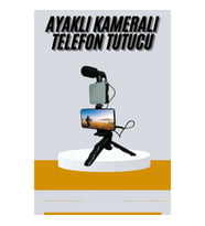 Mey İthalat® Tripod Telefon Tutucu Kumandalı Mikrofon Led Işık Vlog Video Kayıt