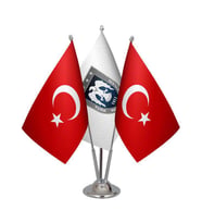 Masa Üstü Hava Kuvvetleri Bayrağı Türk Bayrağı Üçlü Krom Direk Masa Bayrak Seti