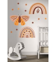 Bohem Gökkuşağı ve Kelebek Çocuk Odası Duvar Sticker Dekorasyon Seti Model 5 (Karışık)