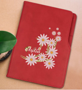 BK Gift Kişiye Özel Papatya Temalı Kırmızı Termo Deri Not Defteri 15x21cm-1