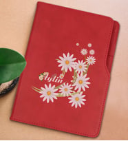 BK Gift Kişiye Özel Papatya Temalı Kırmızı Termo Deri Not Defteri 15x21cm-1