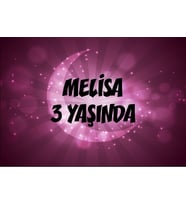 Pembe Ay Temalı Doğum Günü Afişi 35X50 cm