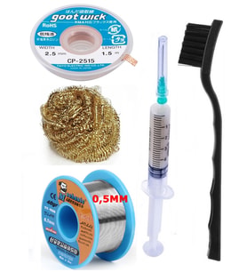 Havya Ucu Temizleme Teli Flux,lehim Emme Tel 2,5mm ve Lehim Teli Soldering 63SN/37PB Flux %1-3 40GR 0,5mm ST06