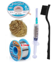 Havya Ucu Temizleme Teli Flux,lehim Emme Tel 2,5mm ve Lehim Teli Soldering 63SN/37PB Flux %1-3 40GR 0,5mm ST06