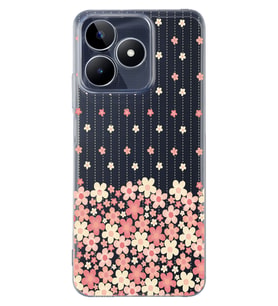 Realme C53 Uyumlu Çiçek Desenli Şeffaf Telefon Kılıfı