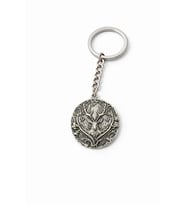 Geyik Başlı Yaşam Ağacı Motifli Gümüş Renk Metal Unisex Anahtarlık