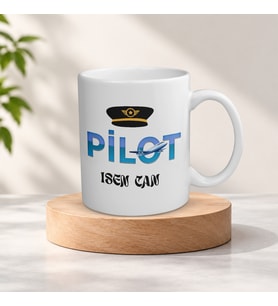 Kişiye Özel İsimli Pilot Meslek Kupa Bardak