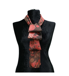 e38 EL İŞÇİLİĞİ KADIN RENKLİ EBRU FULAR 167*33 cm - F0019
