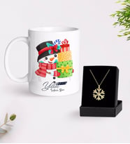 BK Gift Kişiye Özel Yılbaşı Mutlu Yıllar Tasarımlı Kupa ve Kar Tanesi Kolye-6