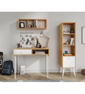 MAJOR BAMBU ÇALIŞMA MASASI ÜST MODÜL VE KİTAPLIK SET