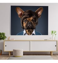 Köpek Kafalı Yaşlı Adam Dekoratif Kanvas Tablo