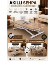 Akıllı Sehpa MDF Oval Köşe Beyaz Renk