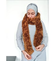 Peluş İnce Atkı , Sahte Kürk Boyun atkıları, Renkli Tüylü Kış Atkısı (Taba)