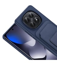 Redmi Note 15 4G Kılıf Kartlıklı ve Deri Dokulu Şık ApexWallet Premium Kapak RYC/Bikart (Lacivert)