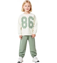 Genç Kız Pamuklu Oversize Sweatshirt ve Eşofman Altı Takımı Spor ve Eğlence Kaliteli Şık Rahat