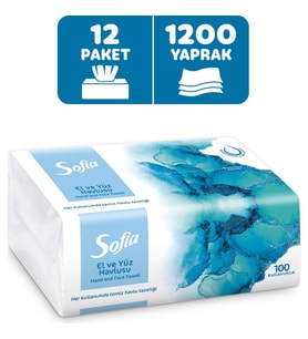 Sofia El ve Yüz Havlusu 100’LÜ x 12 Paket