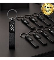 Logonuza Özel 10 Adet 2409 Çift Taraf Lazer Baskılı Siyah Metal Suni Deri Anahtarlık
