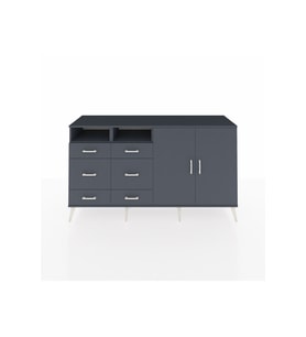 Kronos Konsol 4 Raflı 6 Çekmeceli 2 Kapaklı 176x59x99 Antrasit-Antrasit