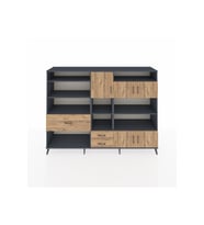 Hyperion Dolap 13 Raflı 3 Çekmeceli 5 Kapaklı 220x44x163 Antrasit-Çam