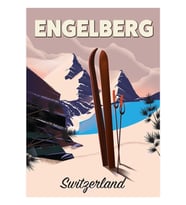 Engelberg İsviçre Kayak Seyahat Posteri Tablo Ahşap Poster Dekoratif