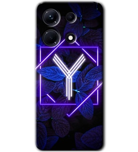 İnfinix Note 30 Kılıf HD Desen Baskılı Arka Kapak - Dark Neon Yaprak Y Harfi