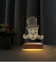 Kurukafa Lamba Kişiye Özel İsimli 3d Led Masa Lambası Doğum Günü Hediyesi Lamba