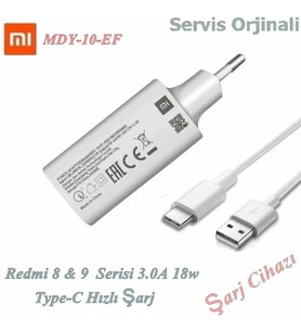 Xiaomi Redmi Note 8 - 9 9T 9SE Pro Hızlı Type-C şarj cihazı 3.0 18W 5V 3A 9V 3A
