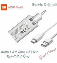 Xiaomi Redmi Note 8 - 9 9T 9SE Pro Hızlı Type-C şarj cihazı 3.0 18W 5V 3A 9V 3A