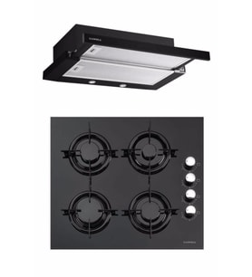  Luxell 2'li Set (Ds6-905 Siyah Aspiratör /  Lx-40 Tahdf Siyah Ocak)