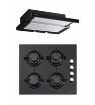  Luxell 2'li Set (Ds6-905 Siyah Aspiratör /  Lx-40 Tahdf Siyah Ocak)