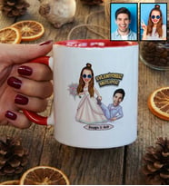Kişiye Özel Karikatürlü Gelin Damat Evleniyoruz Mutluyuz Kupa Bardak Sevgililer Günü Hediyesi