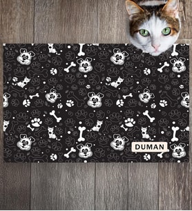 Monnhein Pet Mat – Kişiselleştirilebilir Kaymaz Mama Altlığı, 50x35 cm