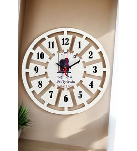 Sevgililer Günü Hediyesi Duvar Saati 40cm 009 (Beyaz)