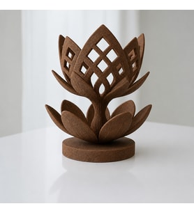 3D Baskı Lotus Çiçeği Mumluk - Dekoratif Tealight Mumluk-Kahverengi