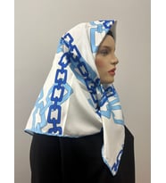 Ladycoco Parlak Royan Eşarp Beyaz (Mavi)