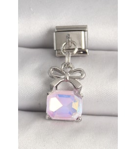 316L Çelik Gümüş Renk Pembe Zirkon Taşlı Çanta Model Nomination Charm 5886 - HPSBYI2737-5031