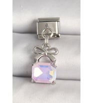 316L Çelik Gümüş Renk Pembe Zirkon Taşlı Çanta Model Nomination Charm 5886 - HPSBYI2737-5031