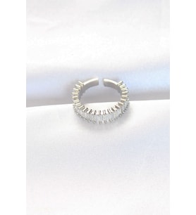 Sıralı Baget Taşlı Silver Renk Ayarlanabilir Yüzük - TJ-BYK3110