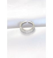 Sıralı Baget Taşlı Silver Renk Ayarlanabilir Yüzük - TJ-BYK3110
