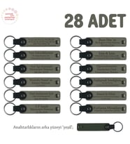 Kül Gri & Yeşil, Plates Grubu İçin İsim Yazılı Hediye Anahtarlık 28’li Set, Tüm Ekibe Özel Üretim