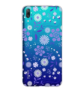 Huawei Y7 Pro 2019 Uyumlu Kapak Flowers Tasarımlı Şeffaf Silikon Kılıf