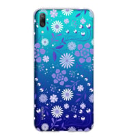 Huawei Y7 Pro 2019 Uyumlu Kapak Flowers Tasarımlı Şeffaf Silikon Kılıf