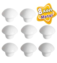 8 Adet Beyaz Mantar Düğme Kulp Mobilya Çekmece Dolap Kapak Kulbu Metal Kulp Aksesuarları Vidalı