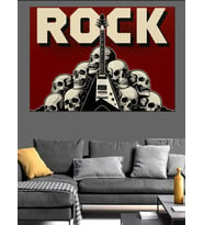 Rock Roll Kurukafa Sanatı Dekoratif Kanvas - Mdf Ahşap Tablo